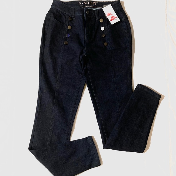 NWT G by Guiliana G Sculpt Dark Navy Skinny Ankle Jeans - Picture 1 of 9